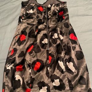 Medium grey dress with cheetah print.